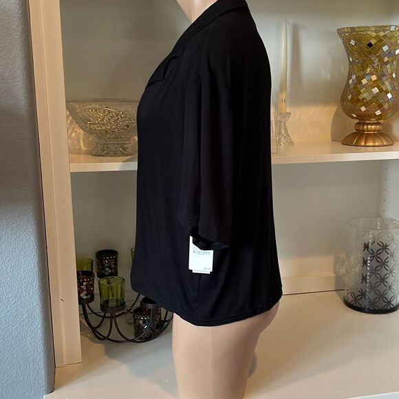 BP Nordstrom Woman’s Black Collar Button Crop Top - Picture 4 of 8